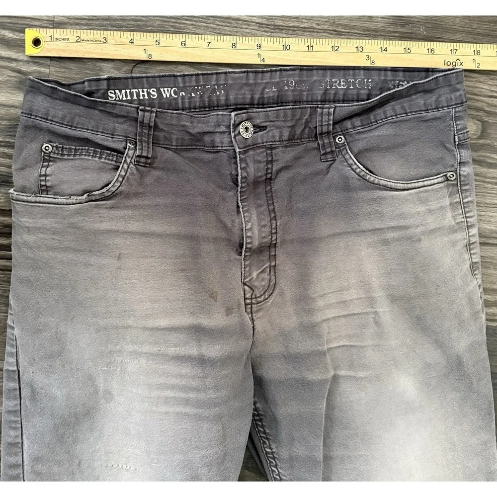 workwear Distressed Faded Rugged Gray pants Utility 36x32 Grunge Blue Collar Y2K - Picture 6 of 12